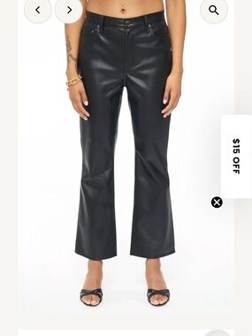 pistola Black Faux Leather Boot-Cut Pants, like new